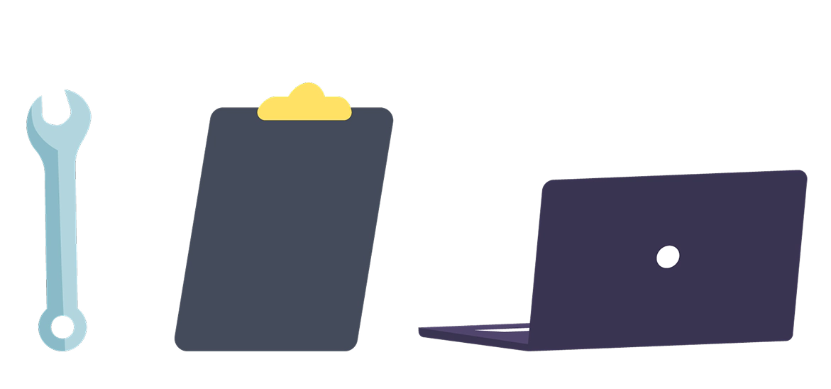 工具と設計業務を表現したイラスト